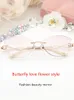 Okulary przeciwsłoneczne Ramy modne lekkie lekkie szklanki bez szklanki Ultralight Butterfly puste diament może być dostosowywane do Myopiafashion PROS2