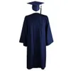 Dopklänningar Vuxen Graduation Gown Solid Color Zipper Stängning unisex V Neck veckad Robe Hat Set för School University Academic Dress 230408