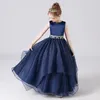 Girl Dresses Little Girls Very Elegant Evening Party Gown Children Formal Occasions Concert Piano Performance Dress Rhinestone Belt Teen