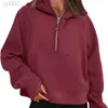 Höst- och vinter Luu Women Yoga Hoodie Scuba Womens Plus Velvet Thowrening Jackets Hoodys Sports Half Zipper Terry Designer Tröja Chothing Loose Korta kläder