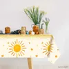 Table Cloth Hippie Sun Plastic Tablecloths Party Decor Sunshine Lovely Waterproof Rectangular Table Cloth for Birthday Baby Shower R231109