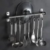 Ganchos de toalha de cozinha Home Pan Ferramentas Rack de armazenamento Punch Free Parafuso Fixo Gancho Organizador Utensílios Suporte de aço inoxidável Montado na parede Pote de suspensão 231109