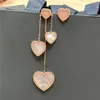 ترف العلامة التجارية Love Heart Designer Stud Strings Womens Girls Charm Pearl Pink Hearts Diamond Aretes Brincos Eling