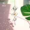 정원 장식 2023 Crystal Geometric Wind Chime Star Moon 펜던트 Sun Suncatcher 도금 야외 실내를위한 다채로운 구슬 교수형 방울.