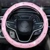 Cubiertas del volante Cubierta decorativa Piezas antideslizantes Accesorios PU LeaPopr Pink 15Inch Bling Car