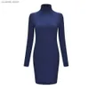 Basic Casual Dresses Hot selling new high neck long sleeved sexy dress T231109