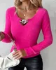 Frauen Pullover Pullover Verkauf Mode 2023 Herbst Casual Langarm V-ausschnitt Kette Dekoration Fuzzy Stricken Pullover