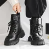 Boots Motorcycle Boot Man Black High Top Antislip WearResistant Water Proof Outdoor Hiking Recommended Elastic Comfortable Round Toe 231108