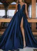 V Neck Strapless for Women Spring Summer Elegant Solid Sleeveless Dress Sexy Split Chic Evening Dresses