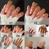 False Nails 24pcs/Box Abstract Lines Design Almond Wearable French Stileetto Fake Full Cover Nail Tips Press On