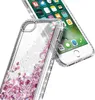 Capa para iphone com capa protetora de tela de vidro temperado, capa de anel, meninas, mulheres, crianças capa fofa de TPU com glitter líquido