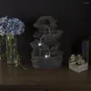 Trädgårdsdekorationer bordsskiva vatten fontän med kaskad stenvattenfall och LED -lampor - Tiered Stone Table av Pure