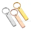 Keychains Stainless Steel Rectangle Keychain Blank For Engrave Metal Charm Mirror Polished Wholesale 10pcs