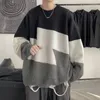 Camisolas masculinas moda o-pescoço de malha solta casual cor roupas 2023 outono inverno oversized pullovers coreano all-match topos