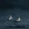 Stud -oorbellen Vintage Design 925 Sterling Silver Crystal Triangle for Women Lady Fashion Jewelry Pendientes