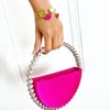 Evening Bag Silk Dinner Clutch Purse Ladies PU Handbag Wedding Wrist Diamond Circular Party Bags 231108