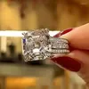 Bröllopsringar 2023 Underbara Big Princess Square Cubic Zirconia Ring Women For Bling Female Accessories Party Fashion Jewelry