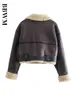 Women's Jackets Woman's Fashion Thick Warm Faux Shearling Jacket Coat Vintage Long Sleeve Belt Hem Female Outerwear Chic Tops 231108