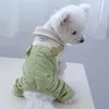 Dog Apparel 2023 Clothes Spring And Summer Fashion Small Green Color Suit Four-Leg Corduroy Overalls