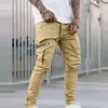 新しいメンズパンツサイドポケットカーゴジッパーブラックヒップホップカジュアル男性ジョガーズボンファッションストリートウェア