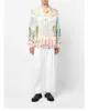 カサブランカデザイナーシャツ手描き彫刻ガールプリントシングルブレストメンズ長袖女性のシャツルーズカジュアルシャツファッションカサブランカ