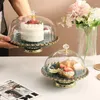 Plates Nordic Luxury Ceramic Dessert Stand With Transparent Cover Cupcake Holder Fruit Plate Wedding Birthday Party Serving Tray