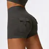 Shorts ativos yoga bolso feminino scrunched bugym treino leggings cintura alta push up collants sexy booty esportes fitness