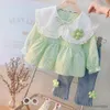 Clothing Sets Autumn Baby Girl Flower Clothing Set Winter Infant Cute Girls Indoor Jeans Suit Long Sleeve Outfit 1 2 4 Years