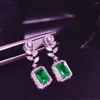 Boucles d'oreilles pendantes H101 émeraude, bijoux fins, or 18 carats, vert, 1,95 ct, pierres précieuses, diamants, goutte féminine pour femmes