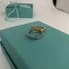 marchio di accessori modaAnello T1 in argento sterling S925 con oro rosa e diamanti Coppia semplice elegante leggero design di lusso senso tiff San Valentino