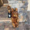 Garden Decorations Outdoor Bear Statue With Light Carving Is Holding The Lamp Lantern Lights For Home Patio And Yard Decor