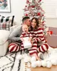 Family Matching Outfits Winter Christmas Pajamas Set Striped Print Mom Daughter Dad Son Baby Clothes Soft Loose Sleepwear Xmas Look 231109