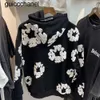 Novo 23ss 3D Espuma Impressão Hoodie Homens Mulheres Fleece marca de moda Manter Quente Letras Bordadas Vintage Moletons Pulôver Cinza Preto com capuz