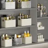 Lagringslådor lyxiga kosmetiska lådor badrumsarrangör kosmet skönhetsmakeup hudvårdsarrangörer utgör rack qtip container