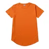 Men's T Shirts Men Summer Extended Hem T-shirt Solid Color Slim Fit Short Sleeve Shirt Mens O-neck Tops Basic TShirts Clothing Plus Size