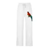 Męskie spodnie Męskie ptaki Parrot Print Drukuj Hawaje Summer bawełniany lniana codzienna talia sznurka spodni uliczny dno