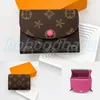 Mini plånbok M41939 myntväska korthållare rosalie lyxdesigner väska mens mynt påse kvinnor korthållare klaff äkta läder bruna blomma plånböcker slot tangentförlykt
