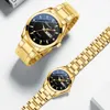 CHENXI Golden Quartz Watch for Women Men Fashion Style Ladies Wristwatch Waterproof Stainless Steel Couple Clock