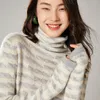 Women's Sweaters Woman Winter Cashmere Knitted Pullovers Jumper Female Turtleneck Blouse Blue Long Sleeve Clothing Patchwork