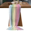 Table Runner Candy Rainbow Stripes Sheer Chiffon Luxury Table Runner Dinning Table Wedding Decor Gauze Table Cloth Printed Table Runner 230408