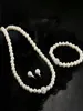 Chokers Zircon Imitation Pearls Halsband Studörhängen Armband Set For Women Girls Wedding Party Fashion Romantic Jewelry Gift 231109