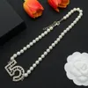 Lady Glass Pearls Necklace With 5 Hardware/Crystal Pendants Woman Designer Vintage Luxury Beaded Necklacrs