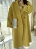 Misturas de lã feminina jaquetas de lã dupla breasted outono/inverno estilo coreano terno colarinho solto longo feminino camelo cabelo lã casacos outerwear 231109