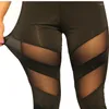 Kadın Taytlar Sonbahar Siyah Kadın Moda Seksi Örgü Patchwork Bandage Sport Legging Slim Stretch Street Giyim Yoga Leggins