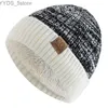 Berretti Beanie / Teschio Nuovi cappelli invernali bicolore unisex Aggiungi fodera in pelliccia per uomo e donna Moda berretto caldo berretto Casual invernale lavorato a maglia YQ231108