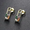 paperclip drop stud arock cz Zircon clotfl paper clip clip arocrings for women men fashion jewelry