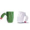 Tazas Taza de café de cactus GreenWhite Cerámica Leche Té Oficina Tazas Drinkware El regalo de cumpleaños con caja