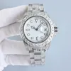 Mens Sports Watch 42mm White Dial Diamond Watches Original Metal Strap