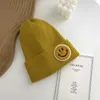 Winter Smiley Label czapka para wełniana czapka wełna kolorowy kolor Modny pullover dzianinowy kapelusz 816U6Y86D