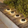 Solar Wall Lights 8LED ciepłe białe światła słoneczne na zewnątrz do ogrodu IP65 Wodoodporny pokład Schody Krok Lampa podatna (2PCS) Q231109